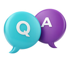 Question and answer chat bubbles isolated on transparent background
