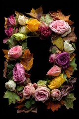 Roses and leaves frame