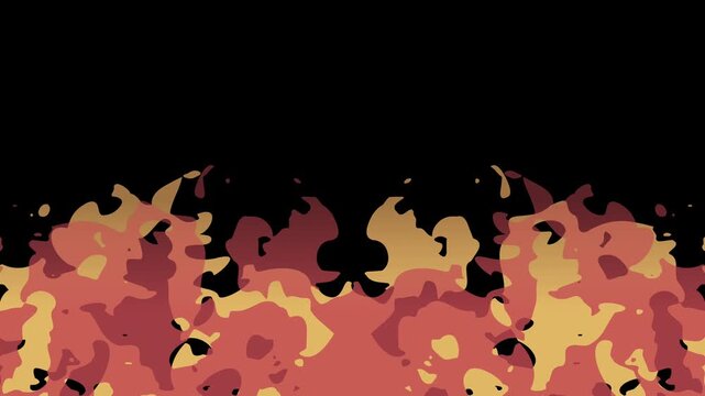 Animated flames in red and yellow tones rising against black background in burning fire effect
