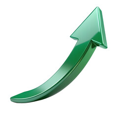 Green arrow pointing up isolated on transparent background
