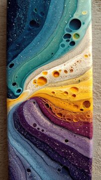 Abstract Fluid Art with Lavender and Citrus Hues