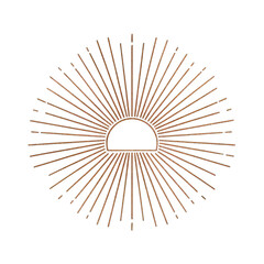 Circular design with radiating lines, a dark central void shaped like an arch