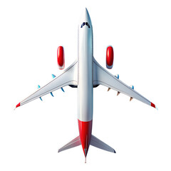 Top view of a commercial airplane isolated on transparent background