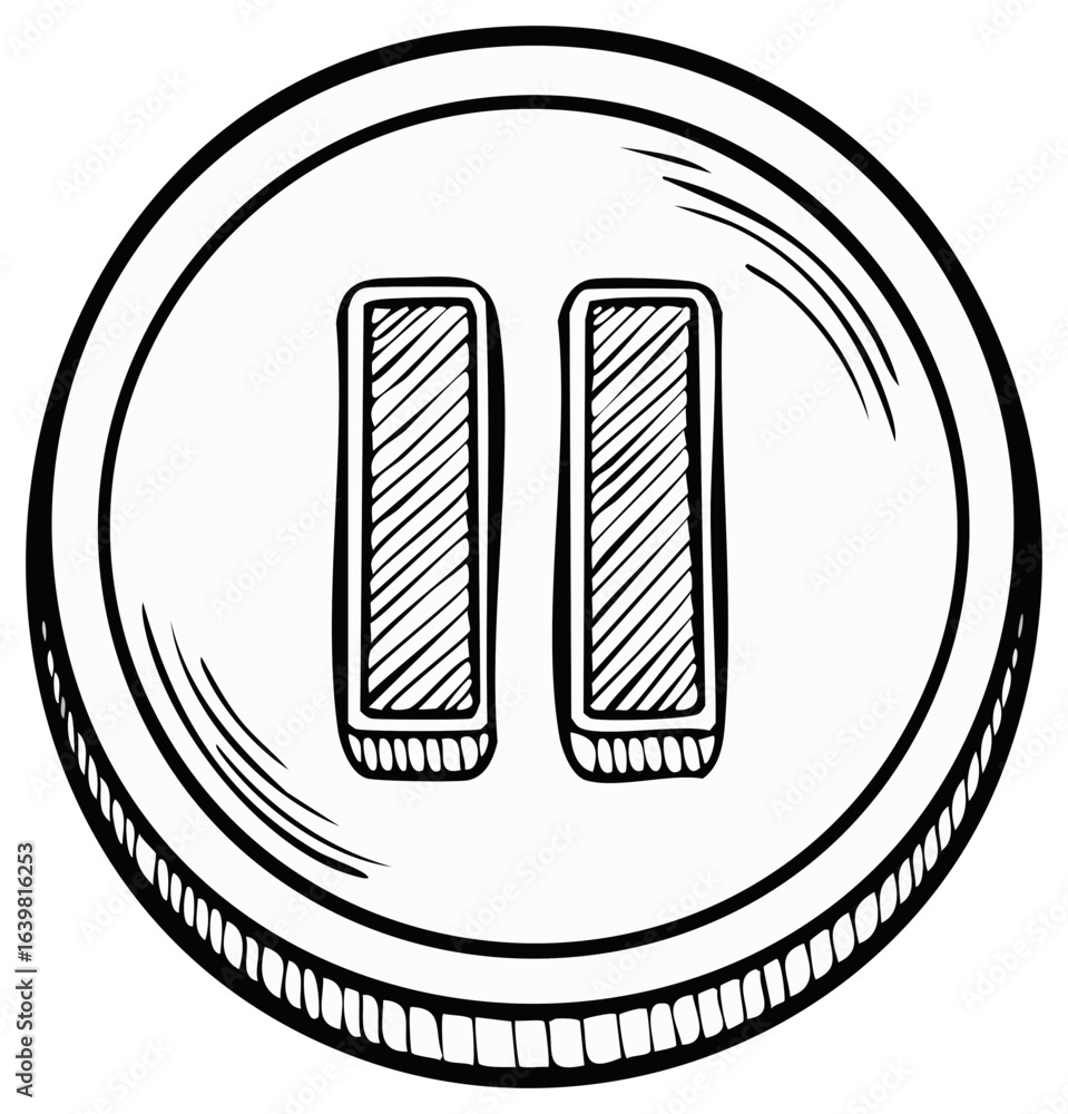 Poster pause button icon sketch illustration for website ui or interface design