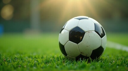 Fototapeta premium soccer ball on grass3