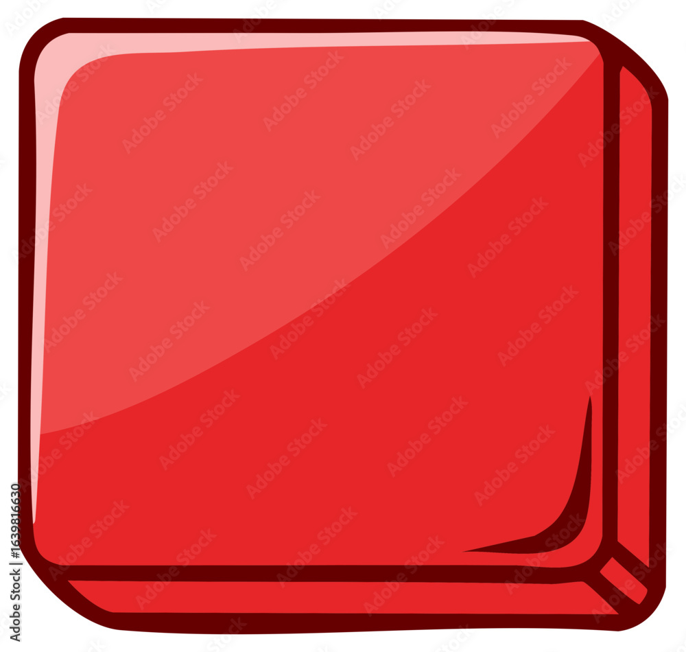 Aufkleber red glossy 3d square button block with smooth reflective surface and rounded corners