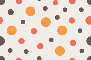 Vintage polka dot pattern with orange circles on a brown seamless texture, perfect for a retro wallpaper design