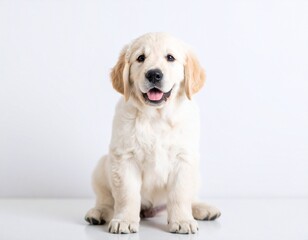 golden retriever puppy on white background