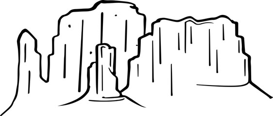 abstract design of American wild west desert with cowboys - hand drawn Black illustration. Ilustraciones del viejo oeste. PNG.JPG. VEKTOR