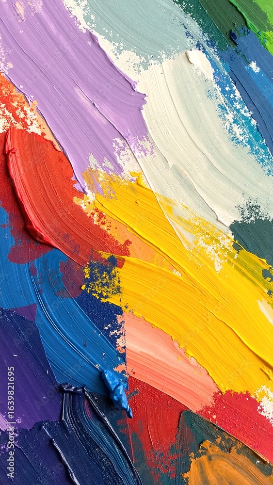Poster a close-up view of vibrant paintbrushes resting on an easel, showcasing their colorful bristles and 