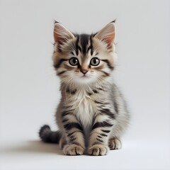 Playful Kitten with Alert Ears &ndash; Cute Cat PNG Isolated on White

