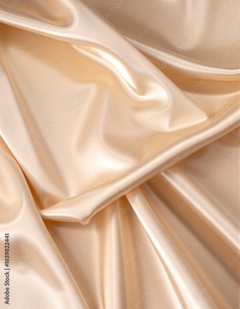 Poster a close-up view of soft beige fabric, showcasing its intricate texture and subtle sheen, highlightin