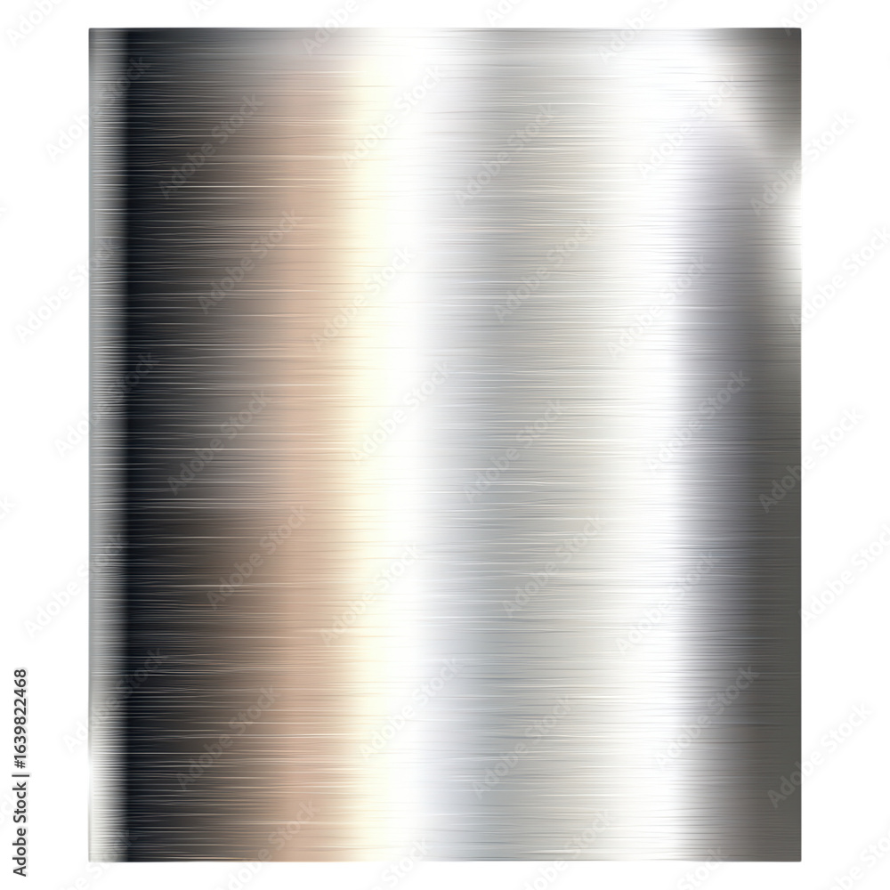 Poster smooth brushed metallic texture with subtle light reflection, isolated on transparent background.