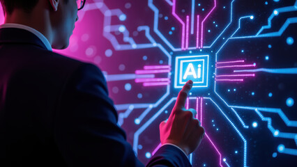 Innovative technology digital interface artificial intelligence futuristic design business professional glowing circuit modern aesthetics data