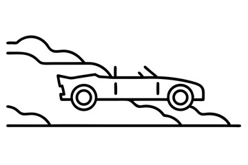 "Convertible Car Driving on Coastal Cliff Road Icon &ndash; Scenic Travel SVG"