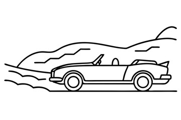 "Convertible Car Driving on Coastal Cliff Road Icon &ndash; Scenic Travel SVG"