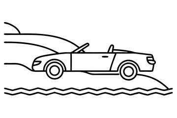 "Convertible Car Driving on Coastal Cliff Road Icon &ndash; Scenic Travel SVG"