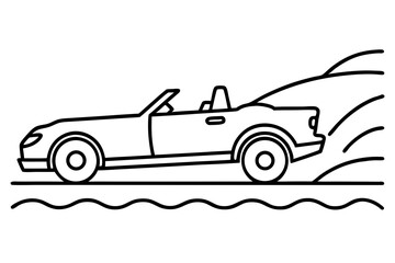 "Convertible Car Driving on Coastal Cliff Road Icon &ndash; Scenic Travel SVG"