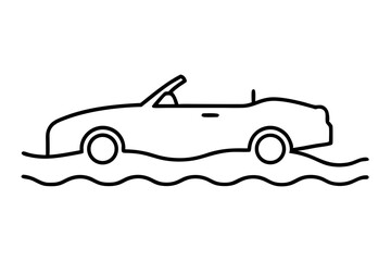 "Convertible Car Driving on Coastal Cliff Road Icon &ndash; Scenic Travel SVG"