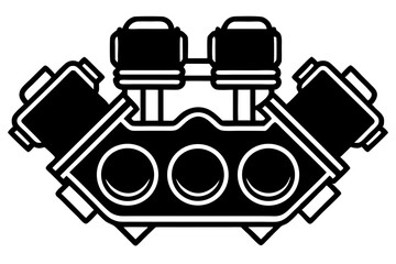 Silhouette Vector of Car Engine Block with Pistons &ndash; Automotive Mechanical Illustration