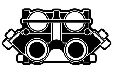 Silhouette Vector of Car Engine Block with Pistons &ndash; Automotive Mechanical Illustration