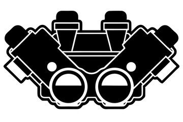 Silhouette Vector of Car Engine Block with Pistons &ndash; Automotive Mechanical Illustration