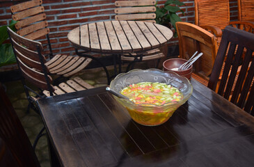 mixed sliced ​​drink made from fresh fruit