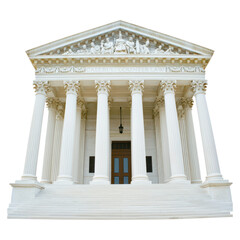 Naklejka premium Classic American Courthouse Building with Grand Architecture Design, isolated on transparent background.