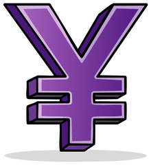 Obraz premium Purple 3D Yen Currency Symbol Finance Money Symbol Illustration