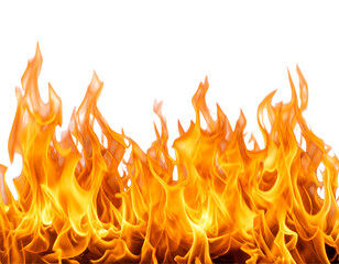 Bright Orange Fire Flames, isolated on transparent background
