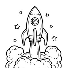 Ausmalbild Raketenstart