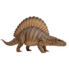 Fototapeta premium Captivating portrayal of a detailed Dimetrodon against a stark showcasing its ancient form