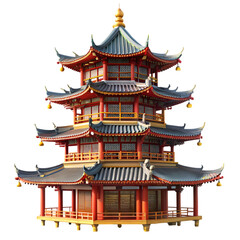Obraz premium A Detailed Rendering of a Traditional Chinese Pagoda