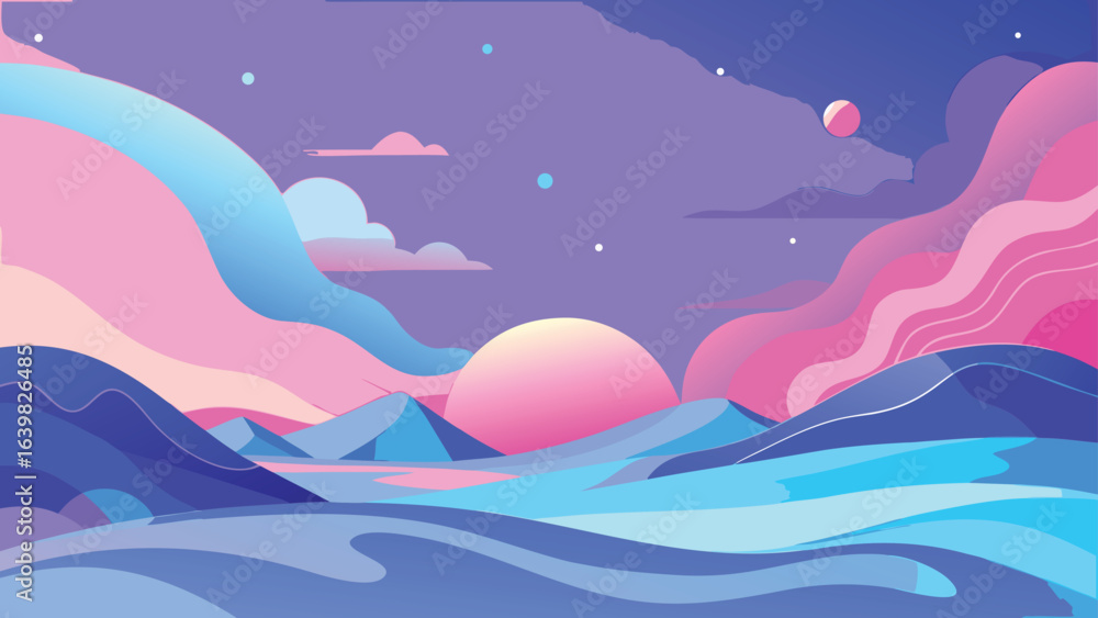 Poster abstract background featuring colorful waves in a fluid design, creating a dynamic and vibrant visua