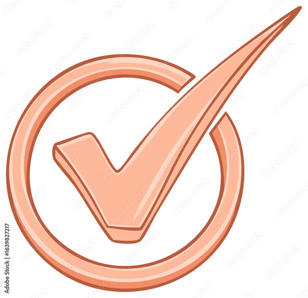 Poster vector check mark icon inside circle for approval or completion