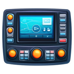 Obraz premium Control panel interface with buttons and screen for digital devices, isolated on transparent background.