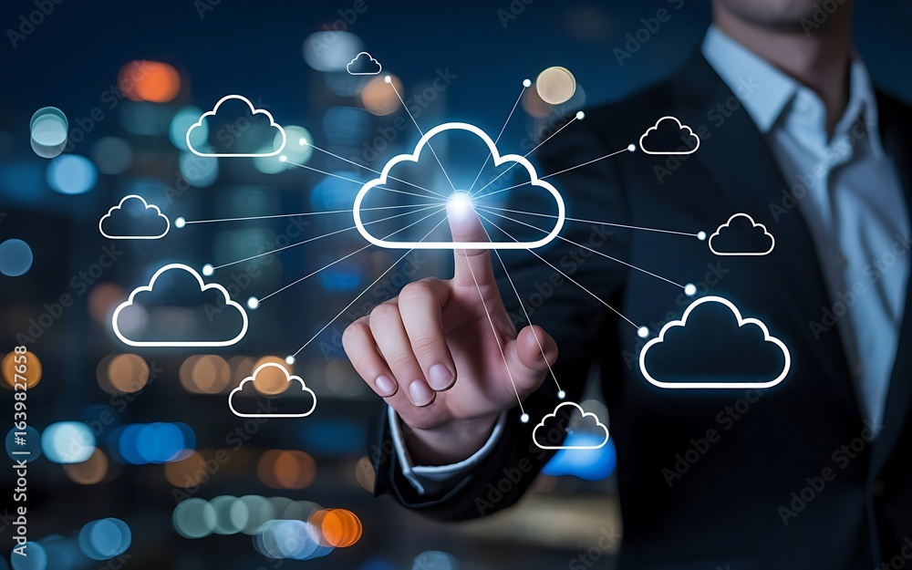 Poster connecting the cloud digital network visualization