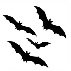 Bats silhouettes isolated on white background for decoration and celebration use.