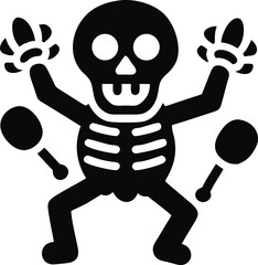 Funny skeleton dancing with maracas at halloween party celebration isolated on white background isolated on transparent background