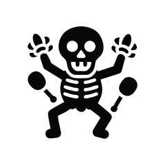 Dancing skeleton character with maracas celebrating a festive occasion isolated on white background isolated on transparent background