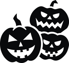 Collection of halloween jack o lanterns with diverse expressive faces isolated on white background isolated on transparent background