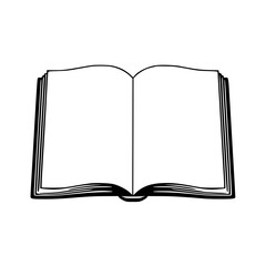 Minimalist silhouette of open book, flat