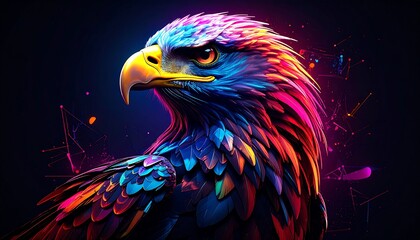 Colorful eagle digital illustration