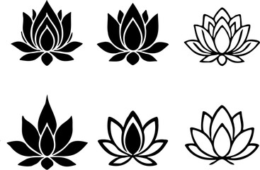Fototapeta premium vector illustration set of lotus flowers, isolated on white