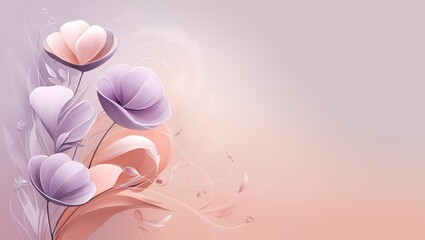 Fototapeta premium Modern abstract flower illustration in gentle lavender and peach hues with smooth blended textures.