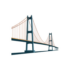 Obraz premium Stylized illustration of a suspension bridge with dark blue towers and copper cables architecture engineering