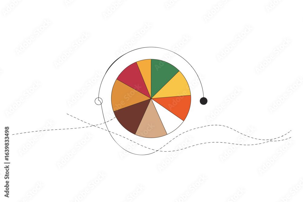 Aufkleber continuous one-line drawing of a pie chart. a simple minimalist line art.
