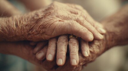 Fototapeta premium Elderly couple holding hands in a moment of connection and support during a psychological counseling session outdoors