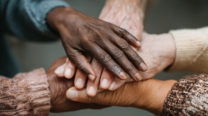 Hands of support come together in a moment of solidarity and psychological assistance for individuals in need