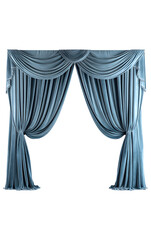 Elegant blue velvet curtain drapery isolated on transparent background
